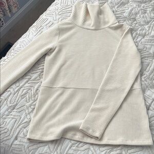 Carve Designs Cream Ribbed Cowl Neck Sweater